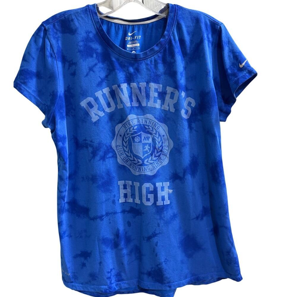 Nike Dri-Fit Runner's High Tie-Dye Short Sleeve T-Shirt Blue Size M